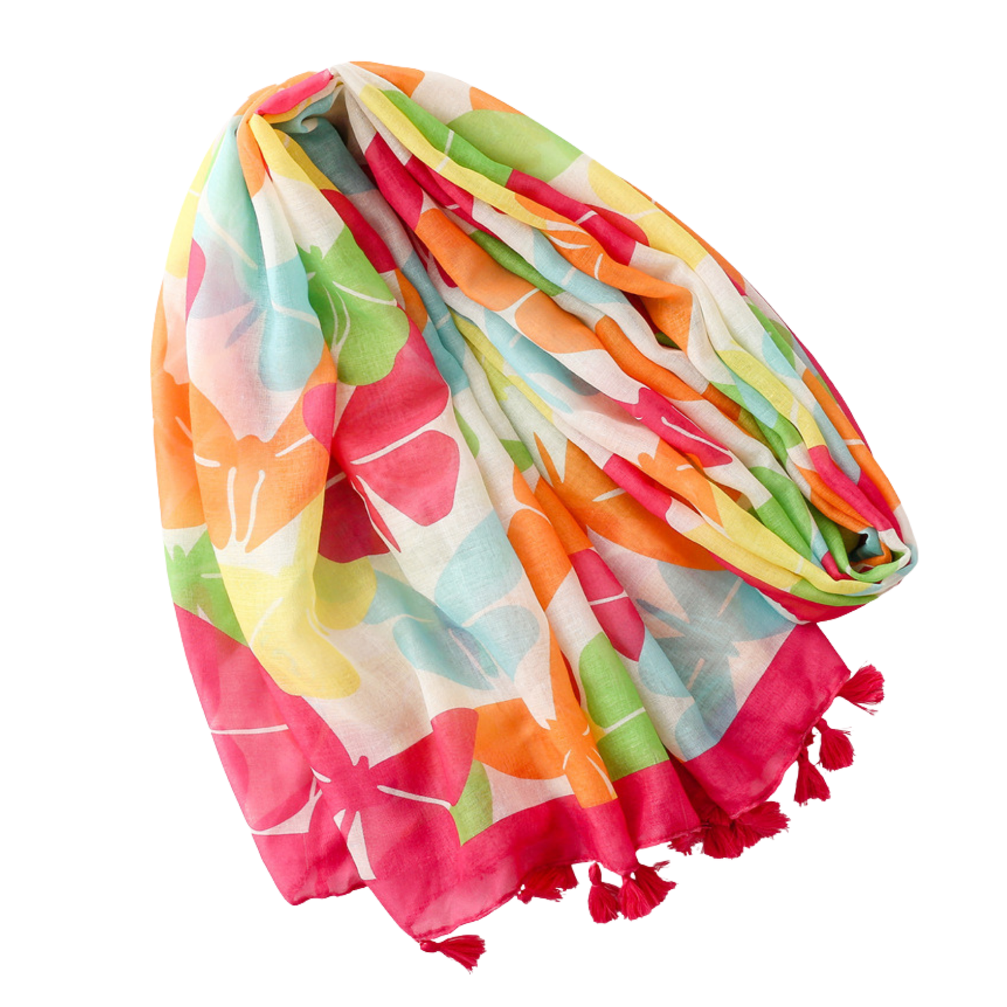 Tropical Butterfly Tassel Scarf