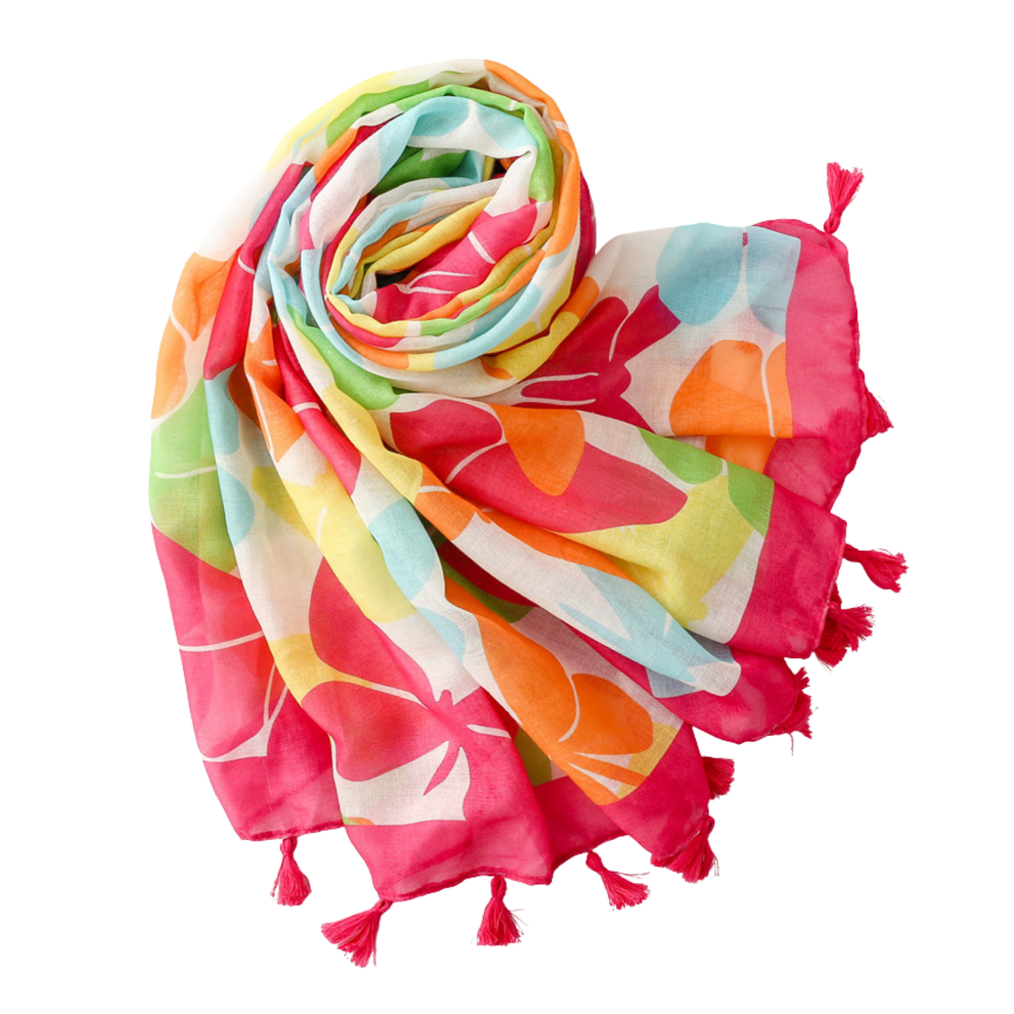 Tropical Butterfly Tassel Scarf