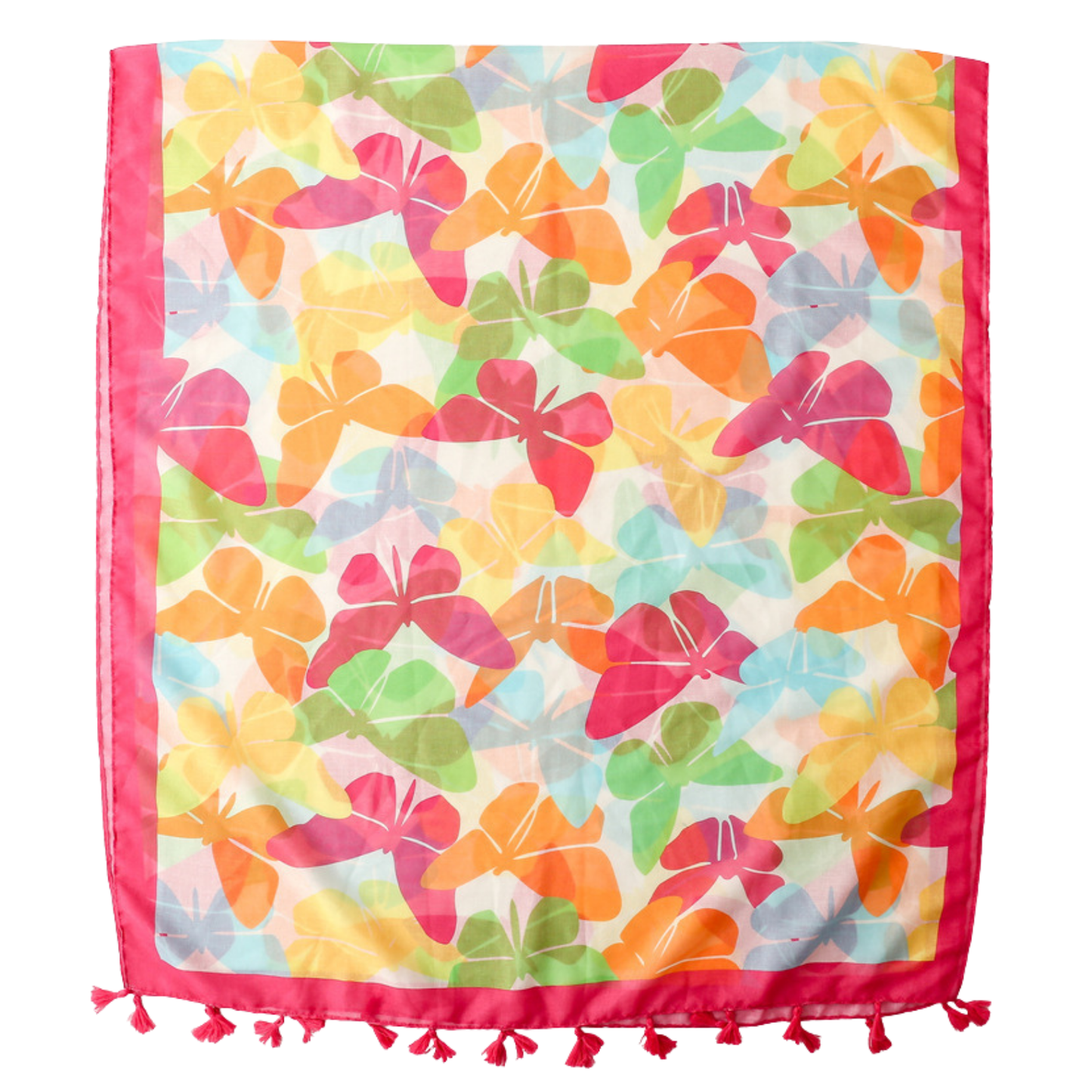 Tropical Butterfly Tassel Scarf