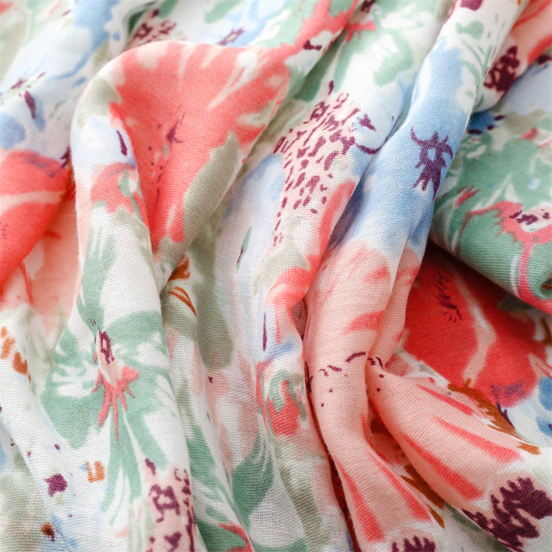 Watercolour Garden Tassel Scarf
