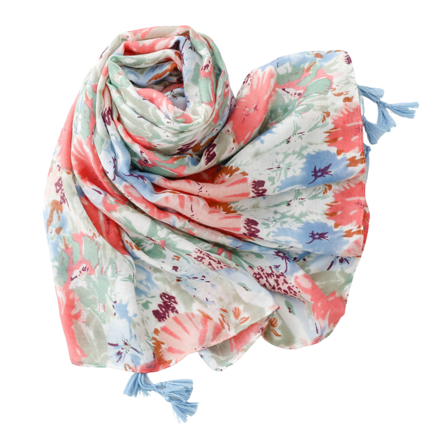 Watercolour Garden Tassel Scarf