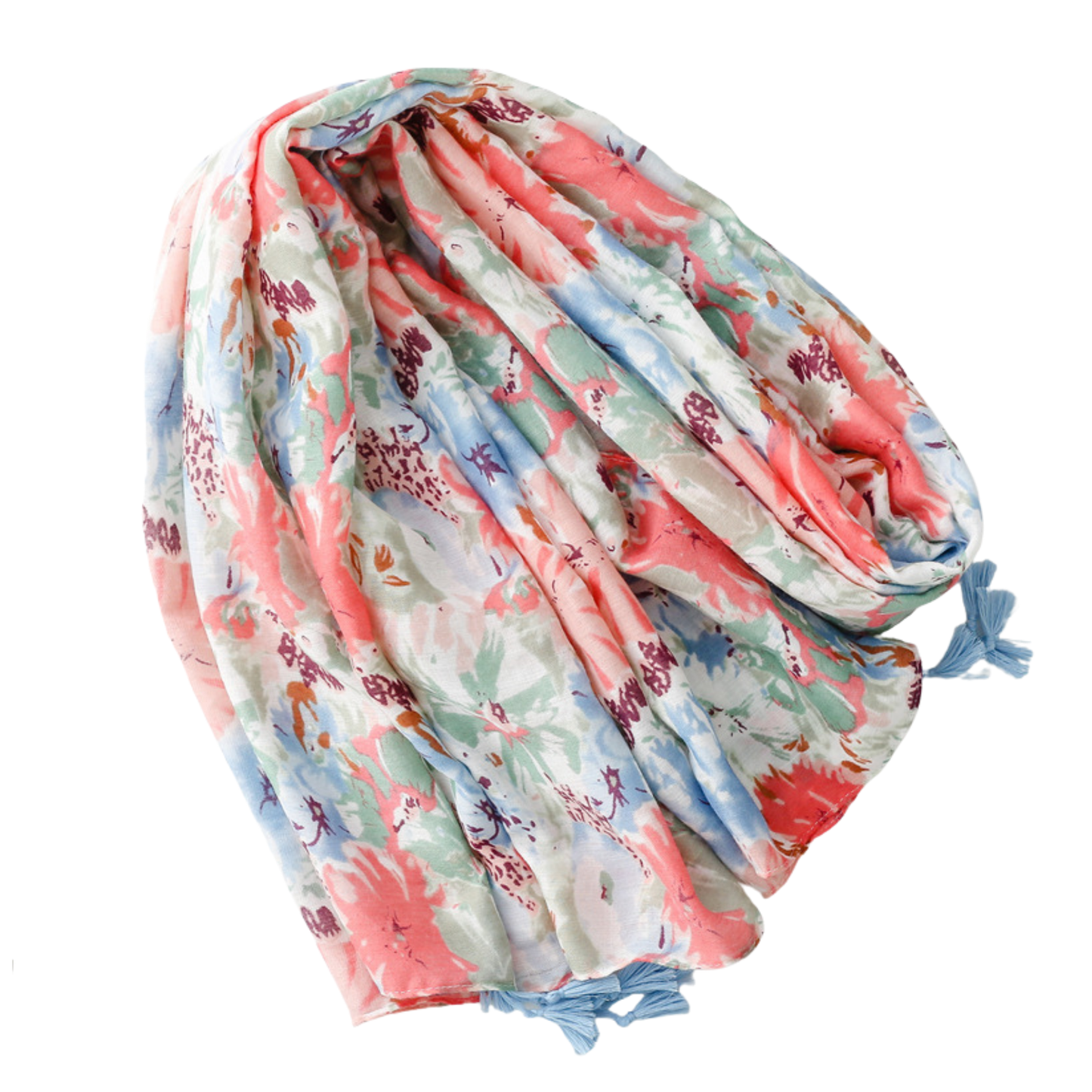 Watercolour Garden Tassel Scarf