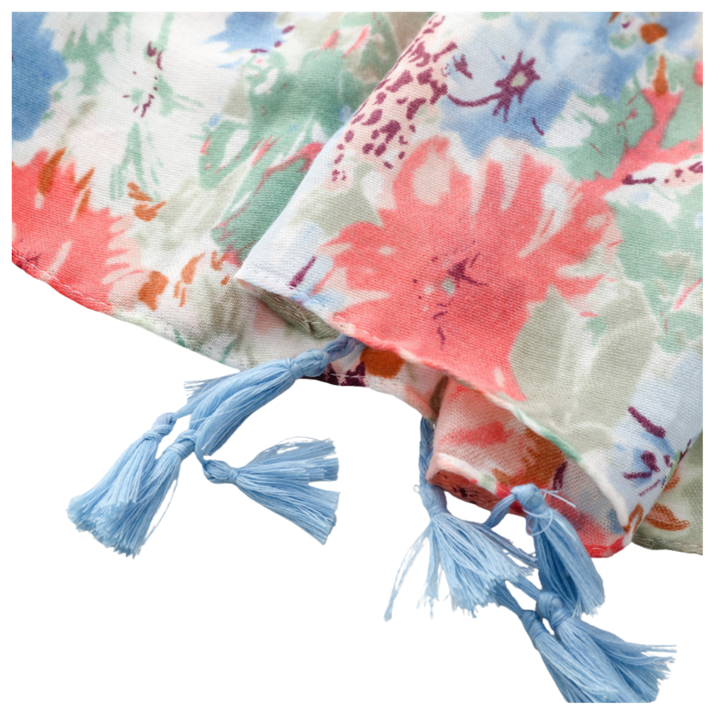 Watercolour Garden Tassel Scarf