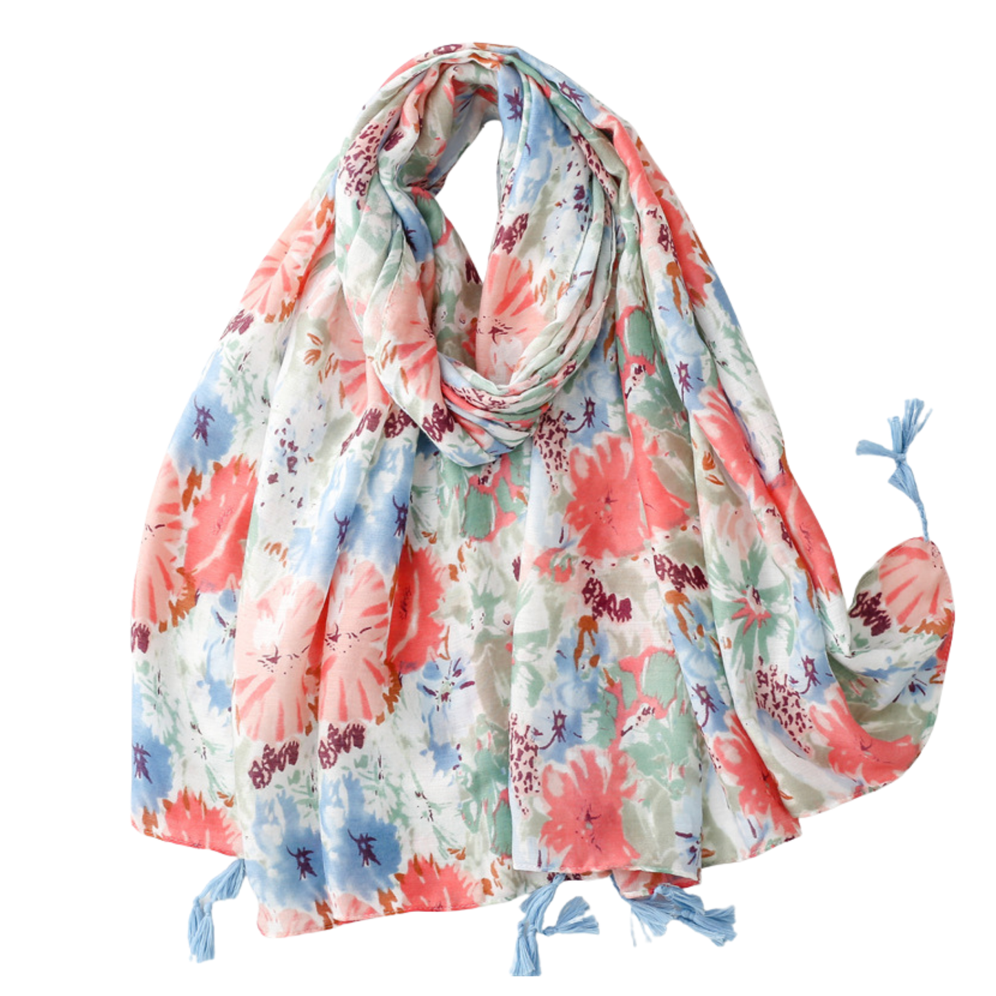 Watercolour Garden Tassel Scarf