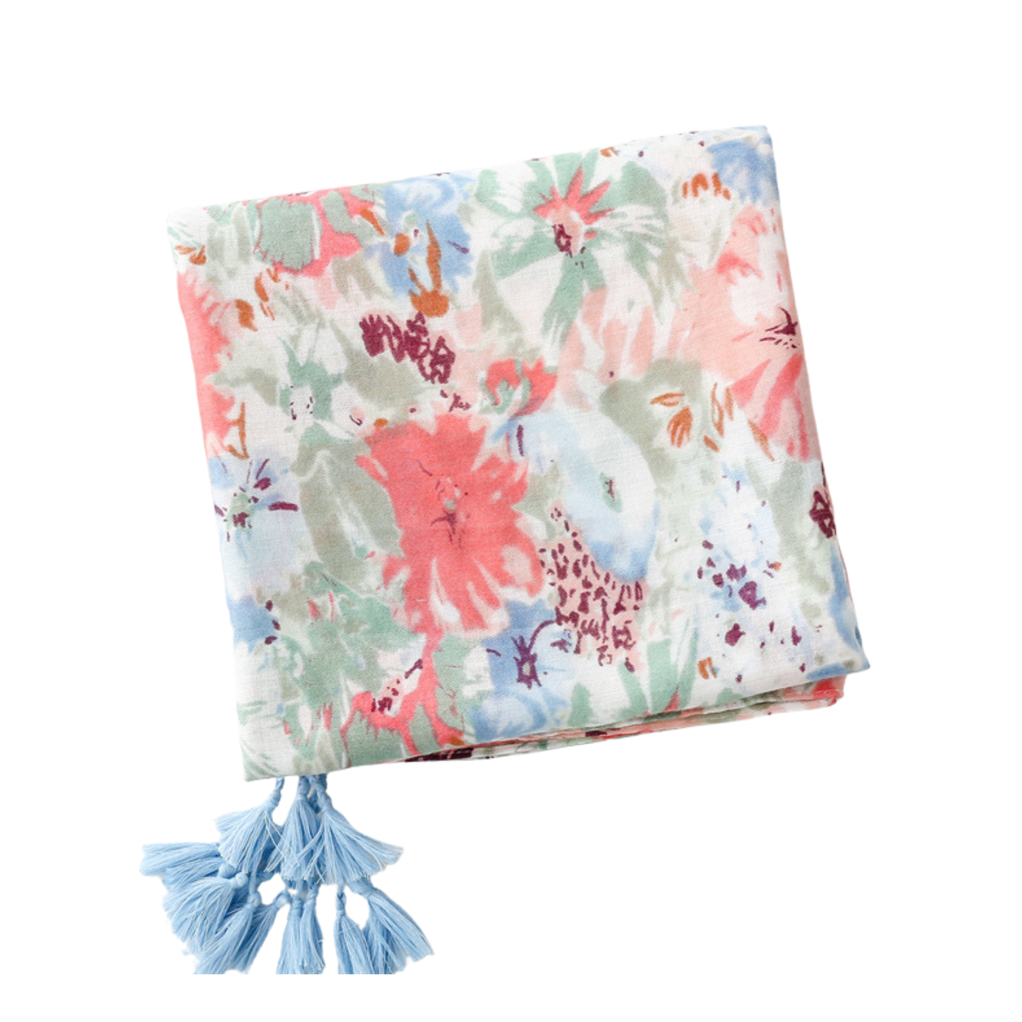 Watercolour Garden Tassel Scarf