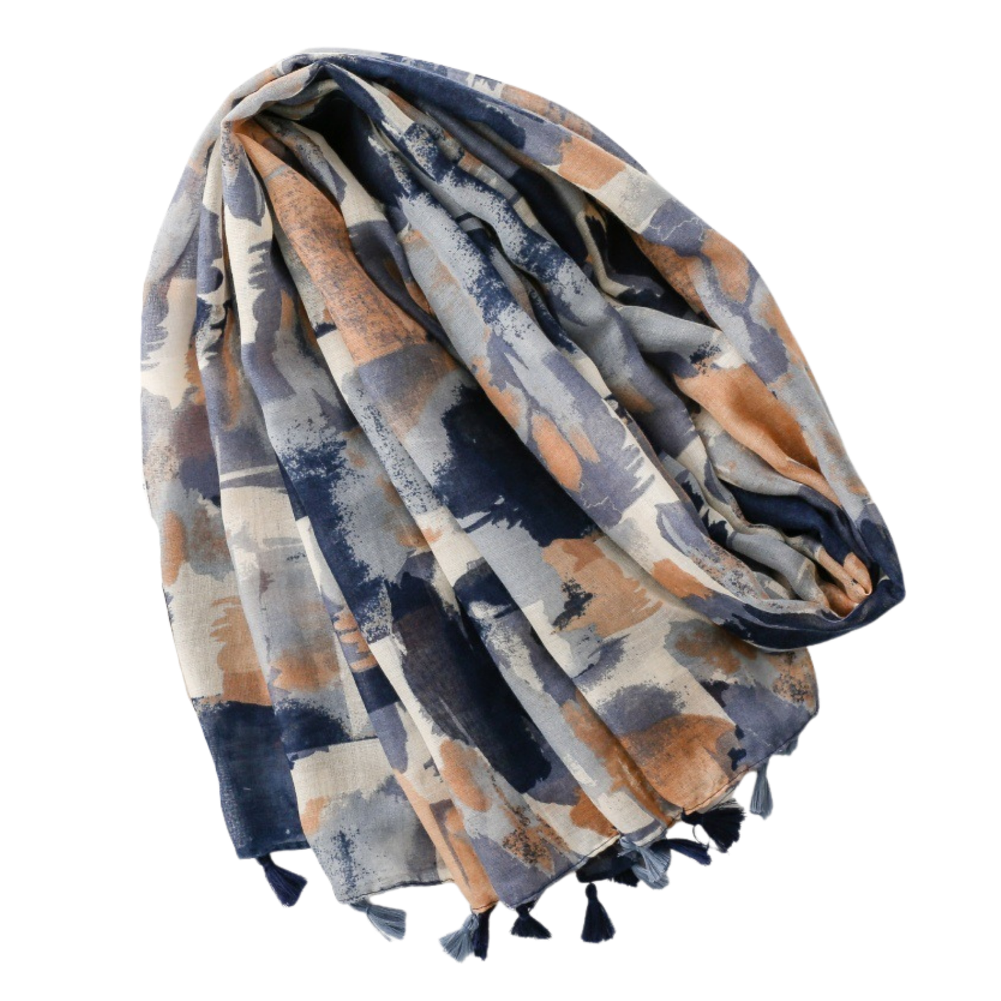Midnight Brushstroke Tassel Scarf