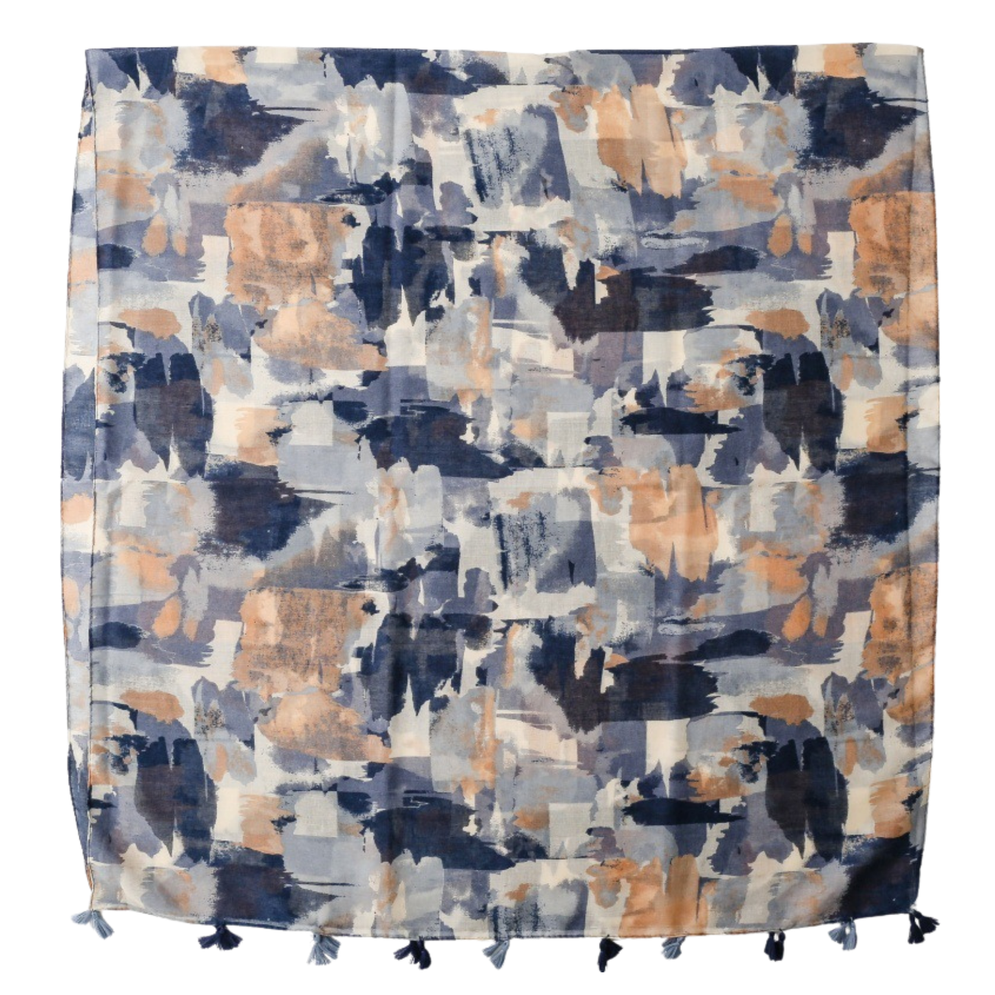 Midnight Brushstroke Tassel Scarf