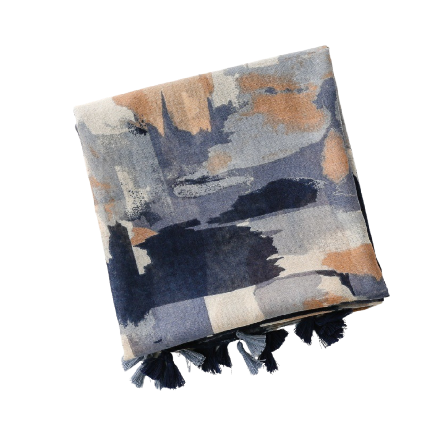 Midnight Brushstroke Tassel Scarf