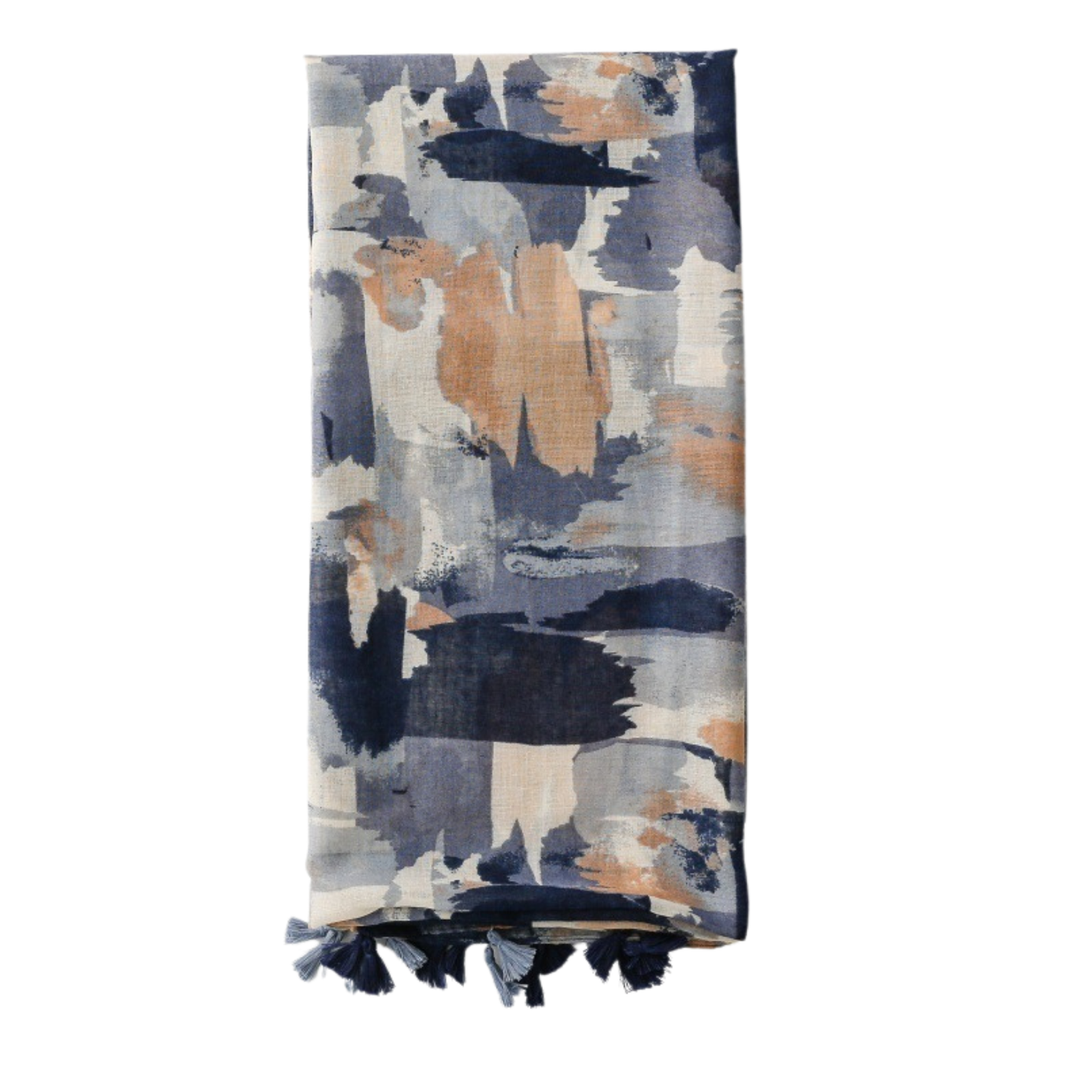 Midnight Brushstroke Tassel Scarf