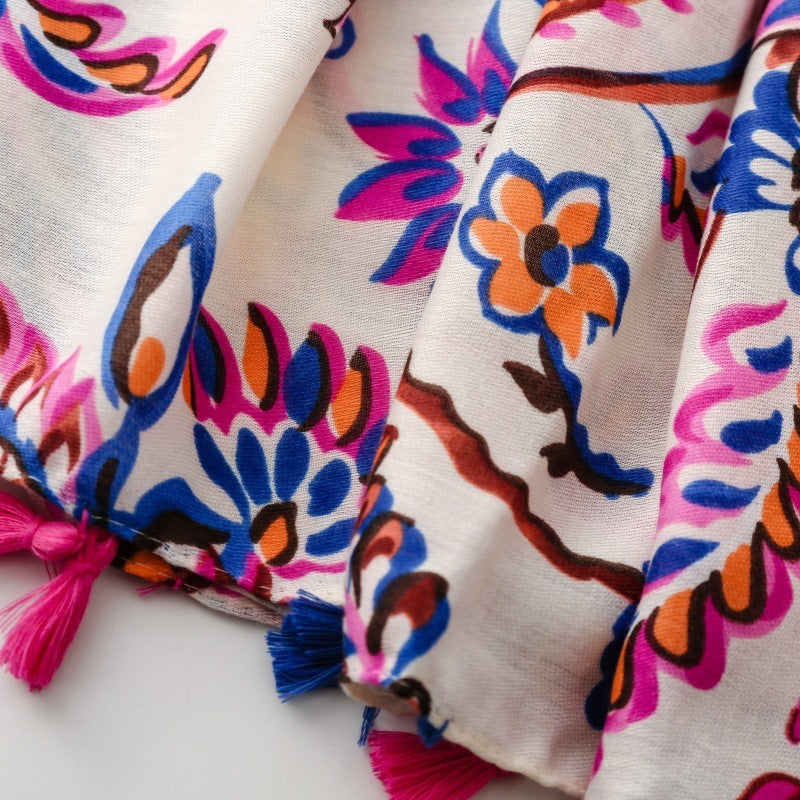 Vibrant Paisley Tassel Scarf