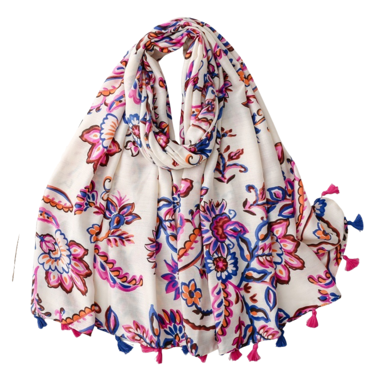 Vibrant Paisley Tassel Scarf