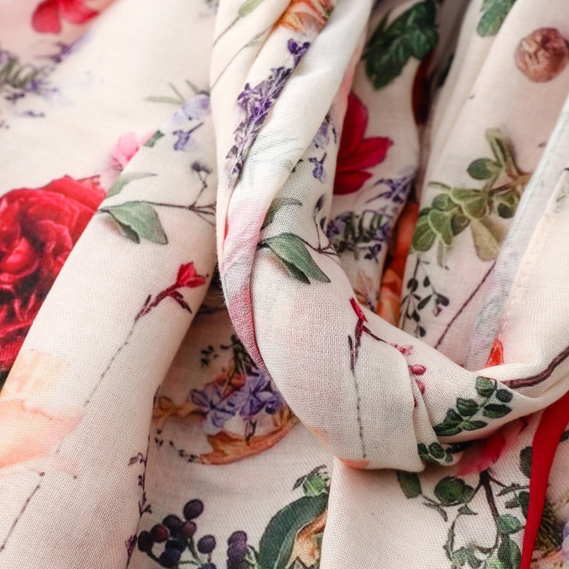 Botanical Romance Tassel Scarf