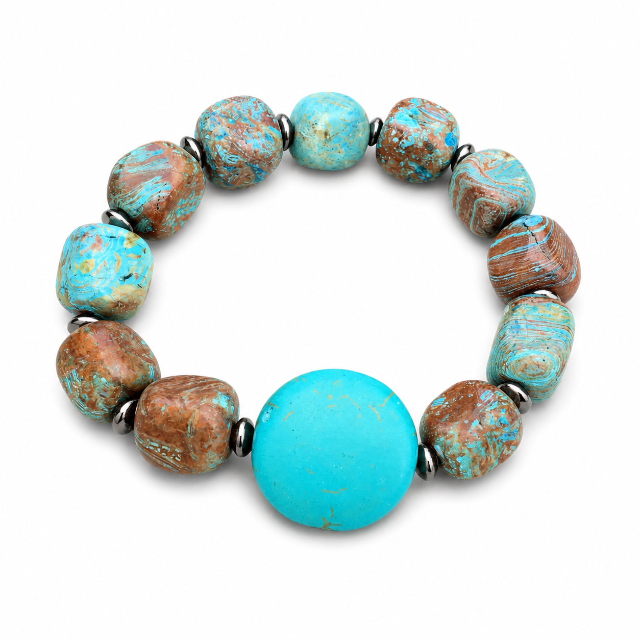 Upcycled Howlite & Calsilica Jasper Bracelet