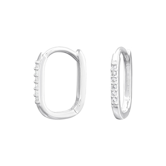 Sterling Silver Rectangular Hoop Earrings
