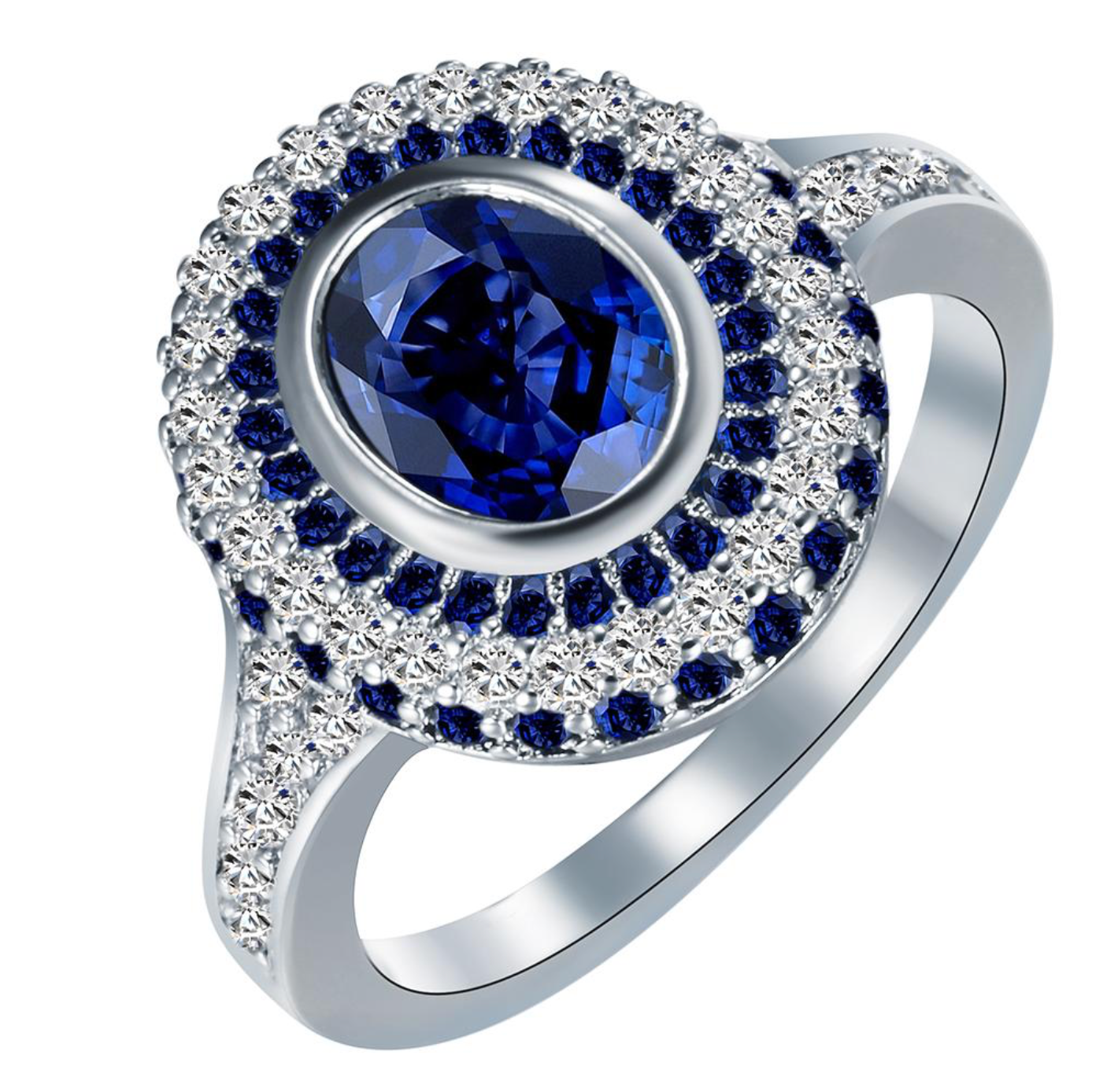 Statement Sapphire Clear Oval Cubic Zirconia Ring