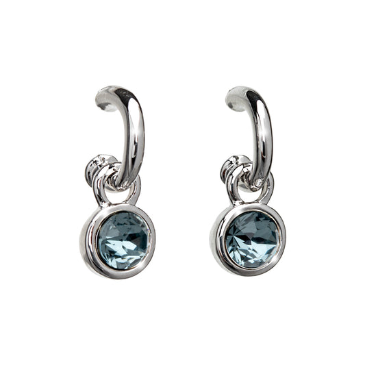 Silvertone Drop Earrings with Blue Swarovski Crystals