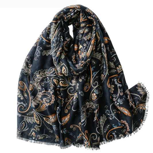 Classic Black Paisley Scarf