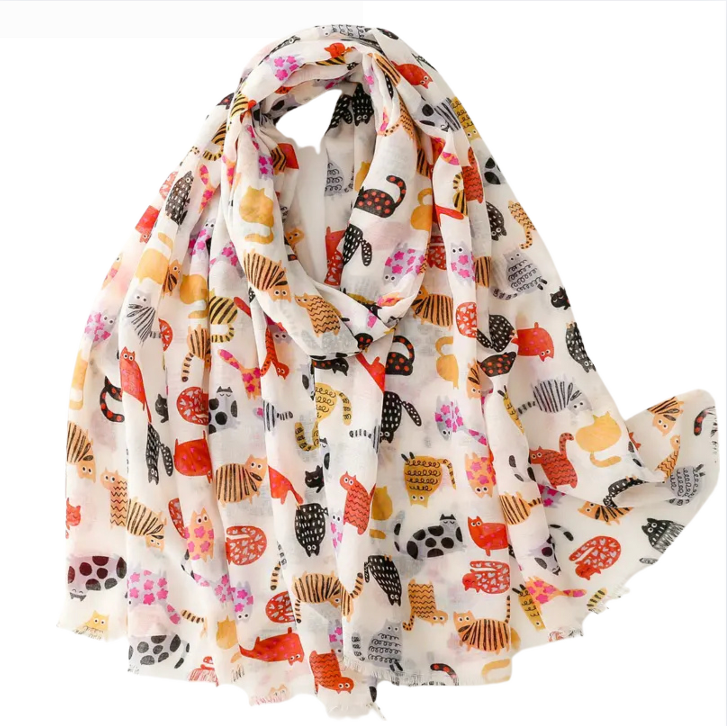 Playful Cat Print Scarf