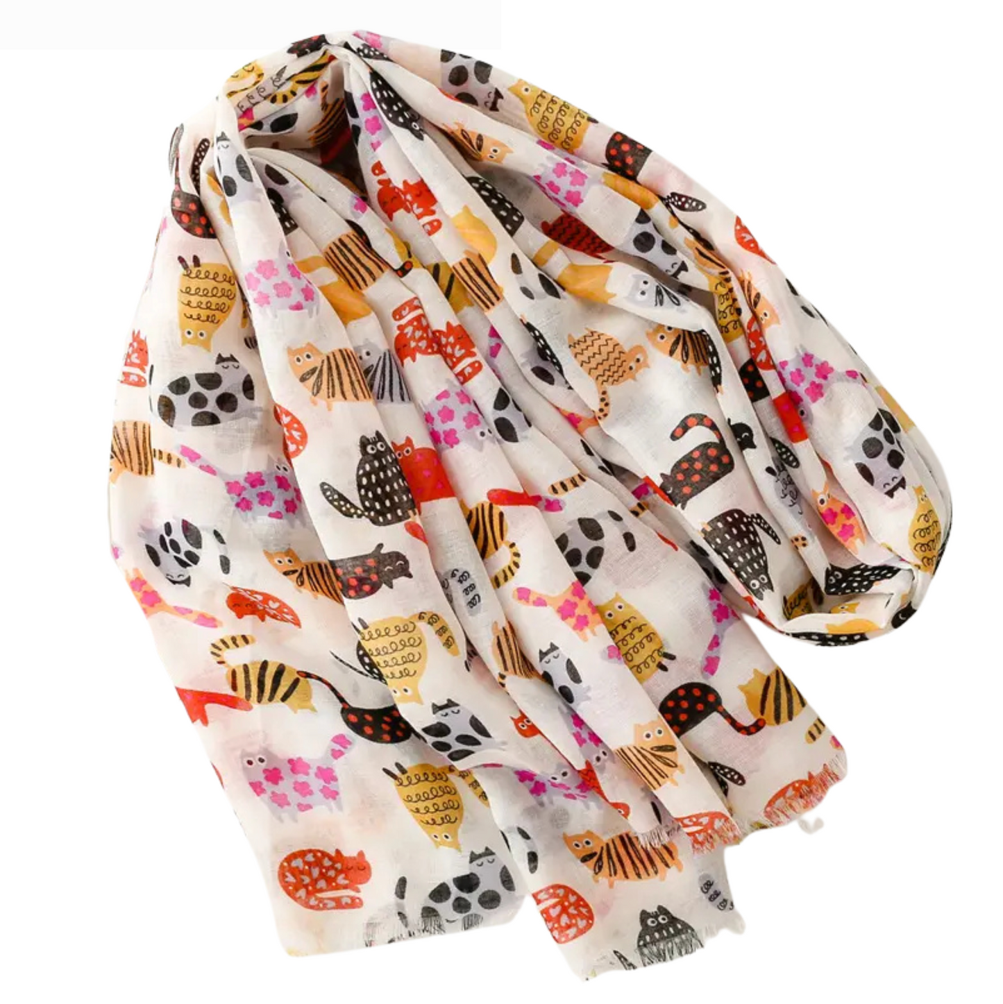 Playful Cat Print Scarf