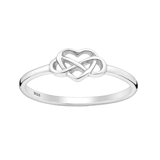 Sterling Silver Mini Infinity Open Heart Ring