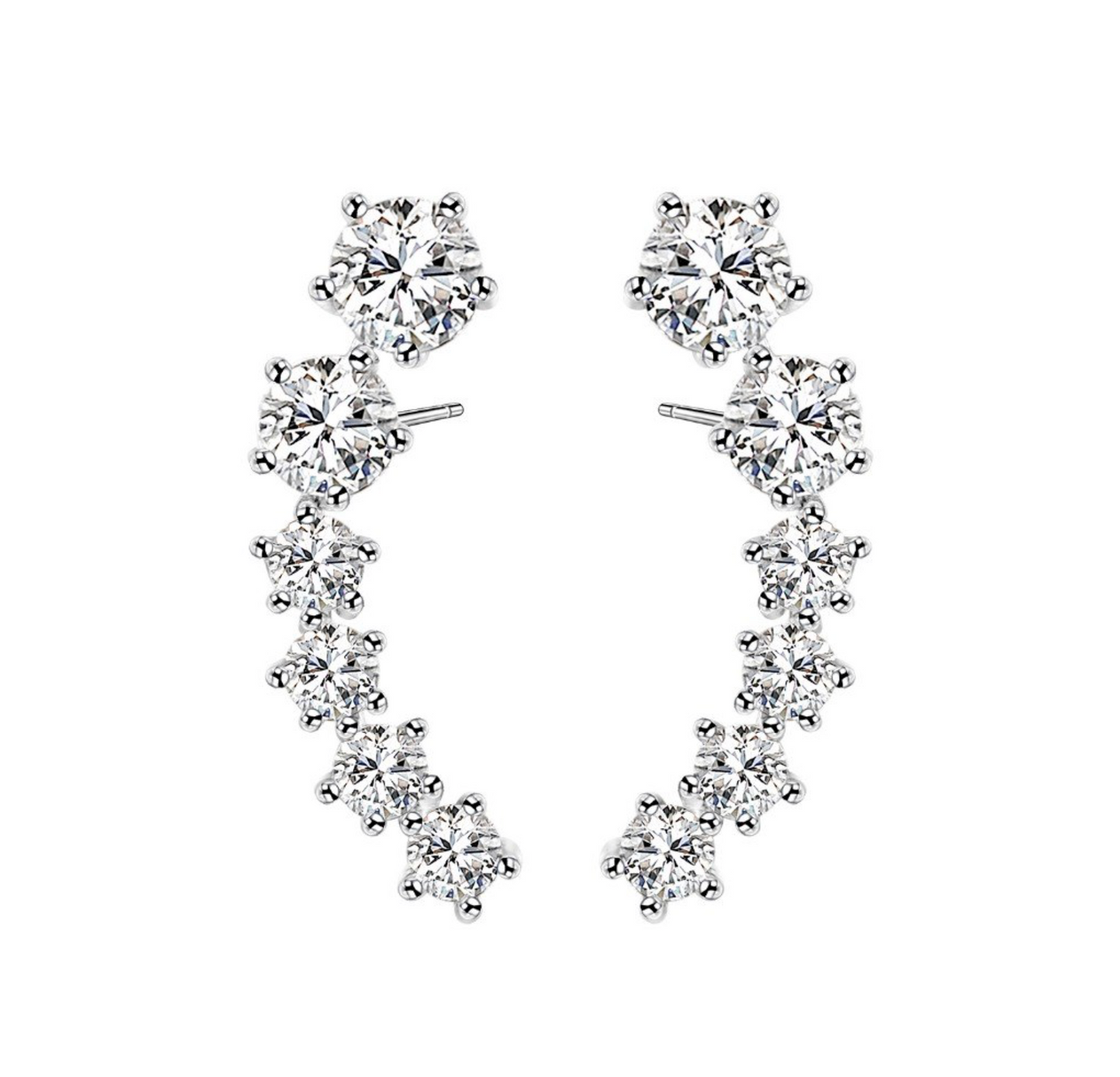 Cubic Zirconia Clear Graduated Ear Climbers