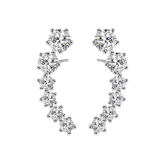 Cubic Zirconia Clear Graduated Ear Climbers