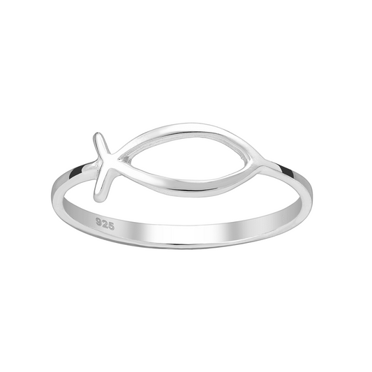 Sterling Silver Open Fish Ring