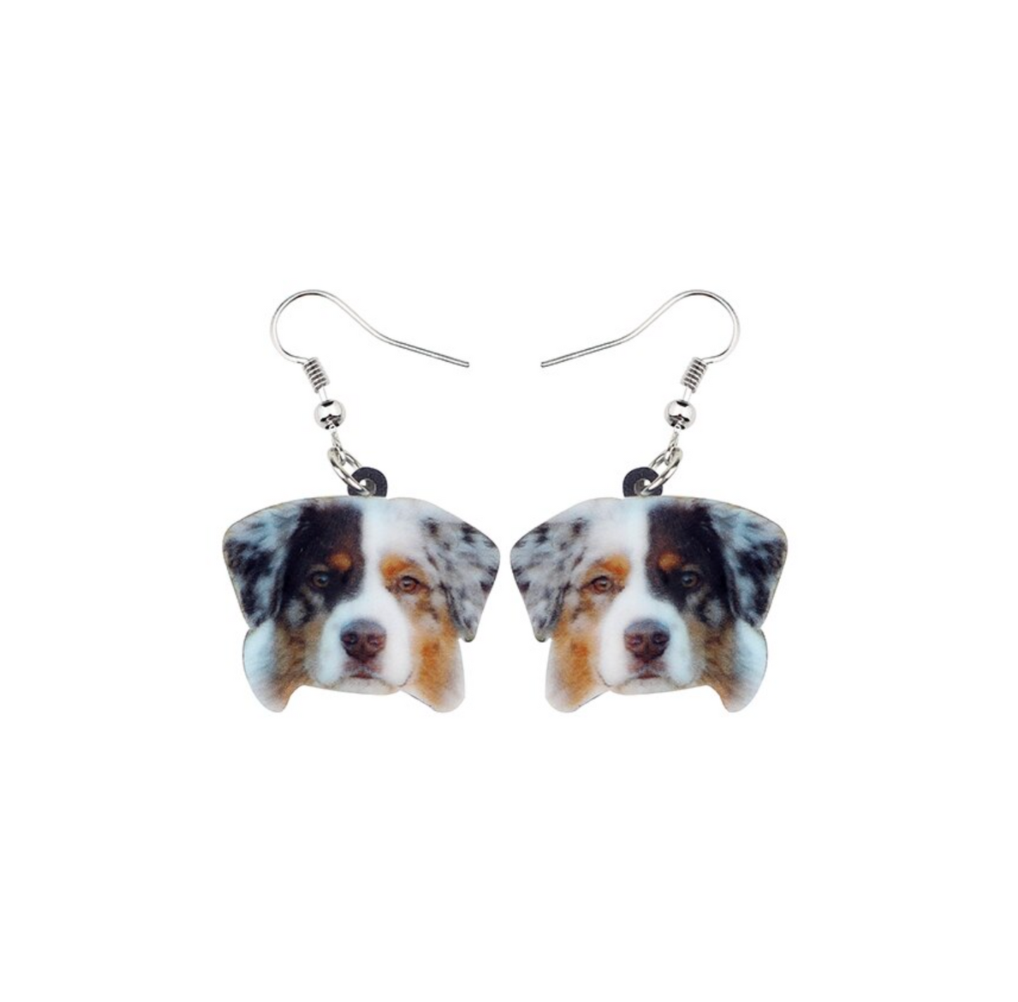 Australian Shepherd Dog Head Drop Earrings