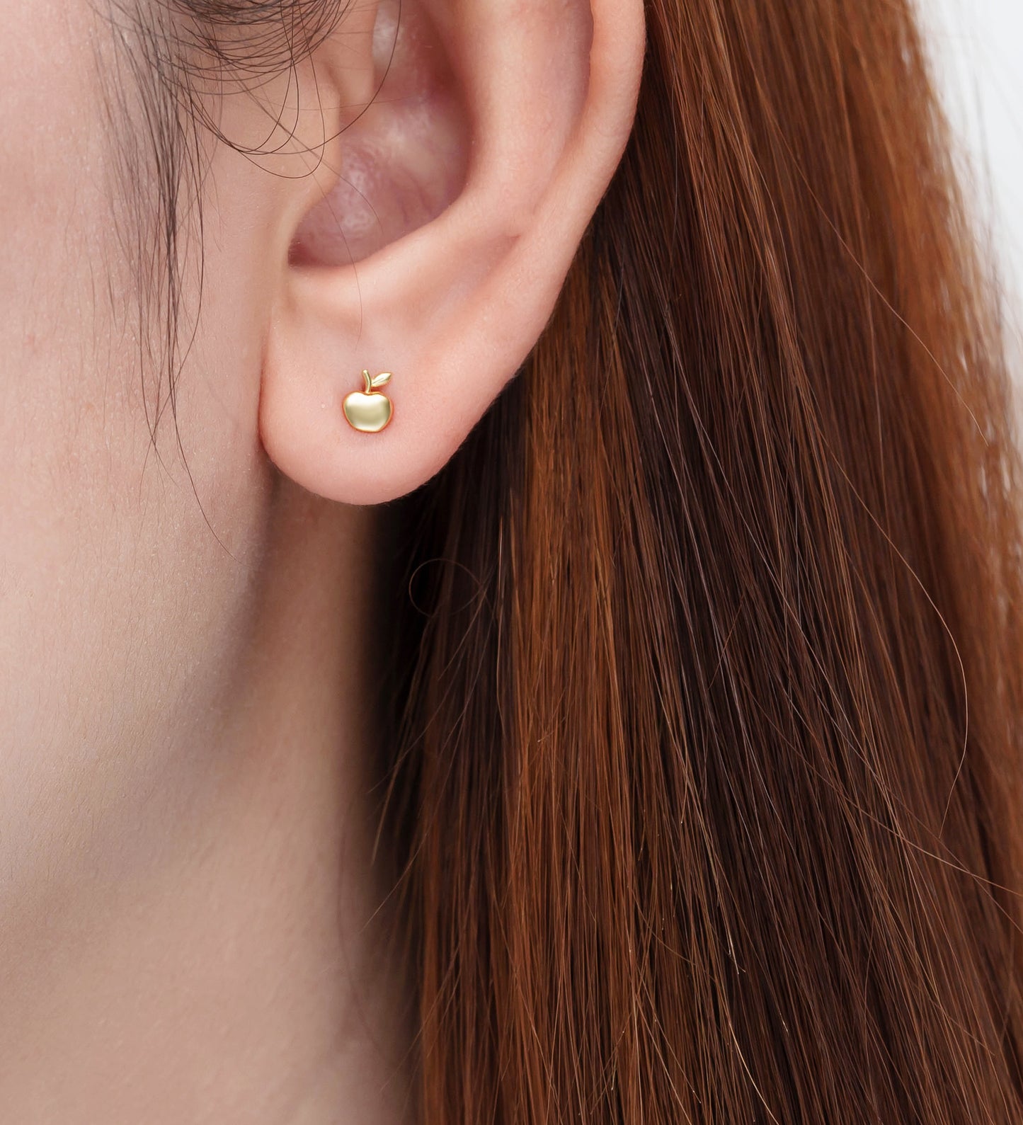 Charming 14K Gold Plated Sterling Silver Apple-shaped Stud Earrings