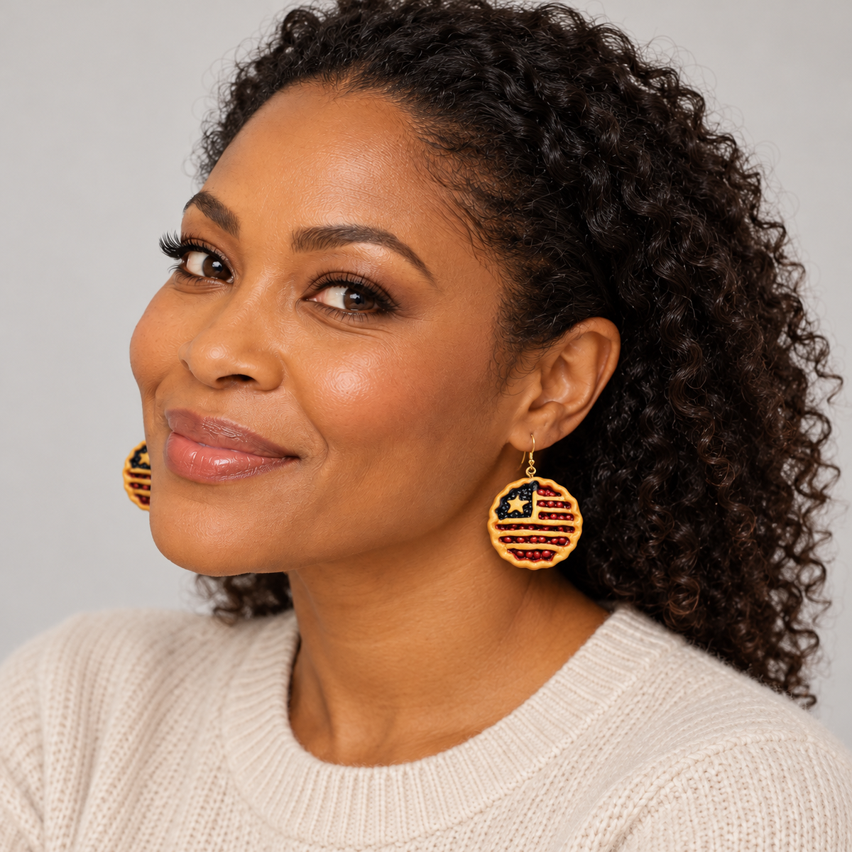American Flag Pie Drop Earrings — alternate view, SKU 20222-17