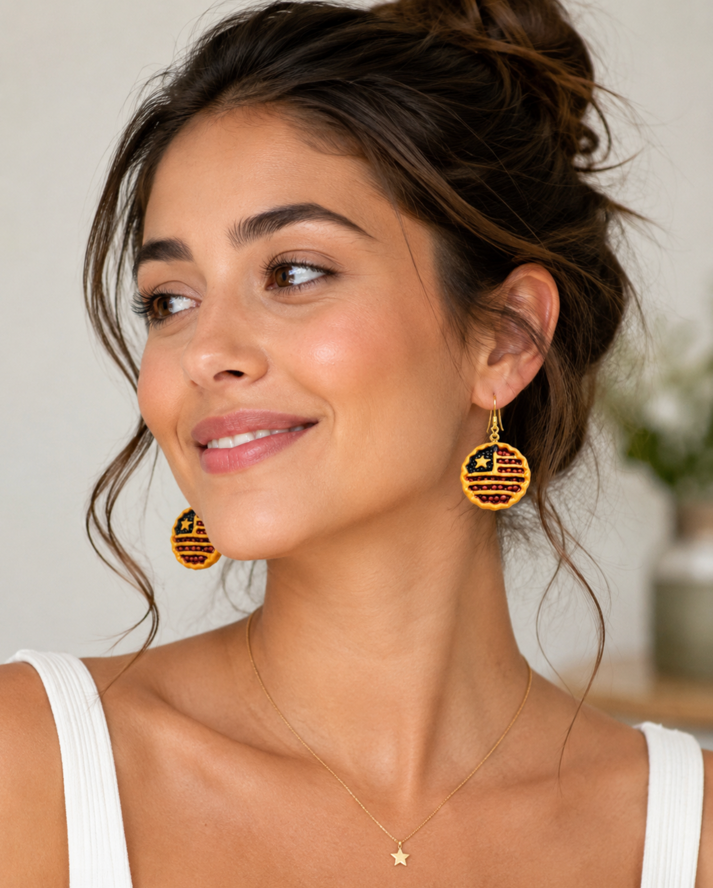 American Flag Pie Drop Earrings