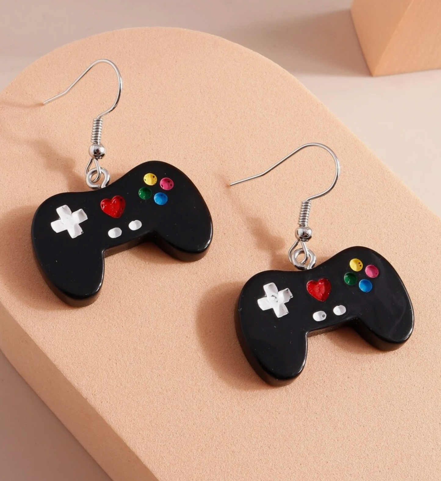 Black Game Controller Drop Earrings