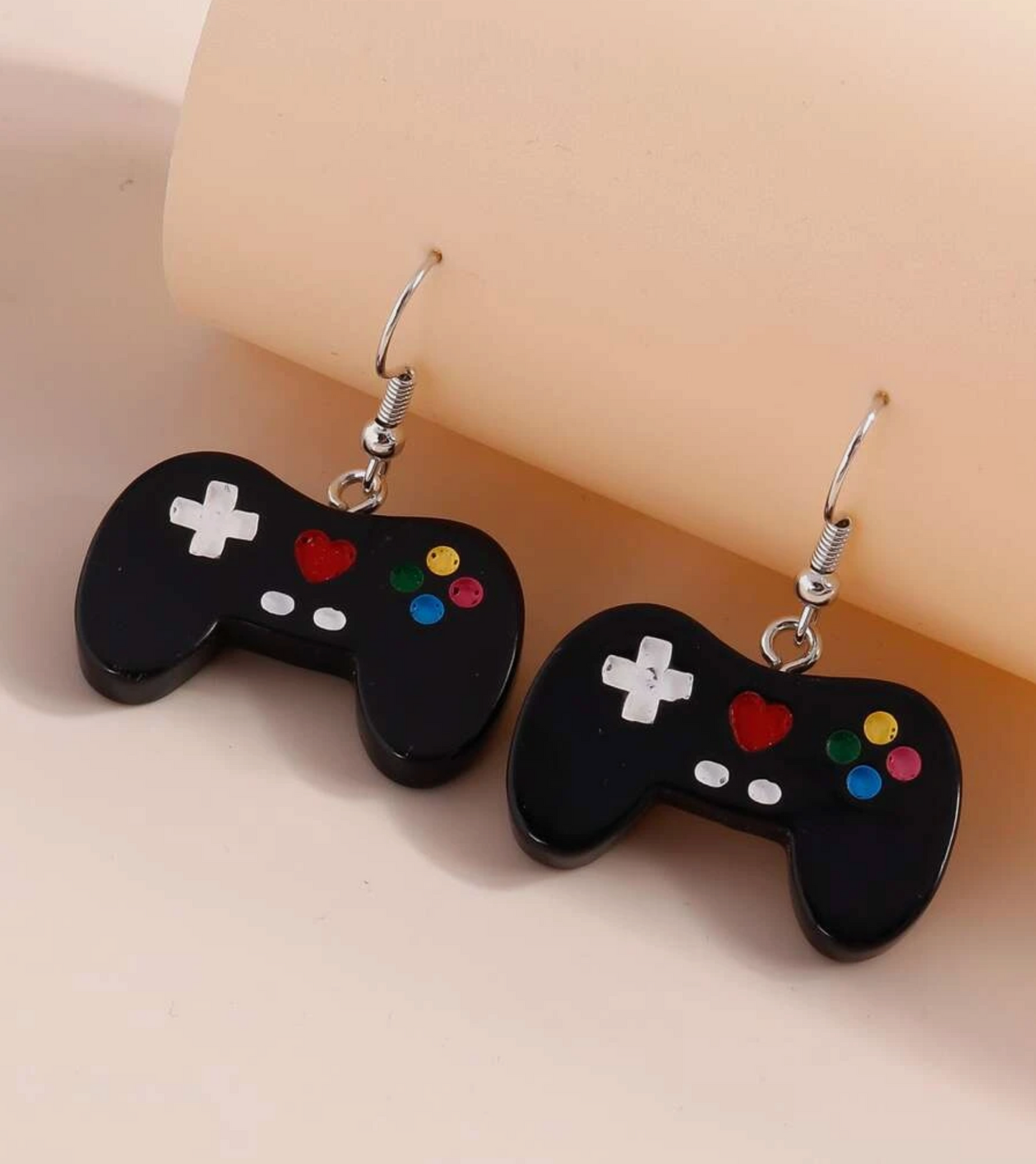 Black Game Controller Drop Earrings