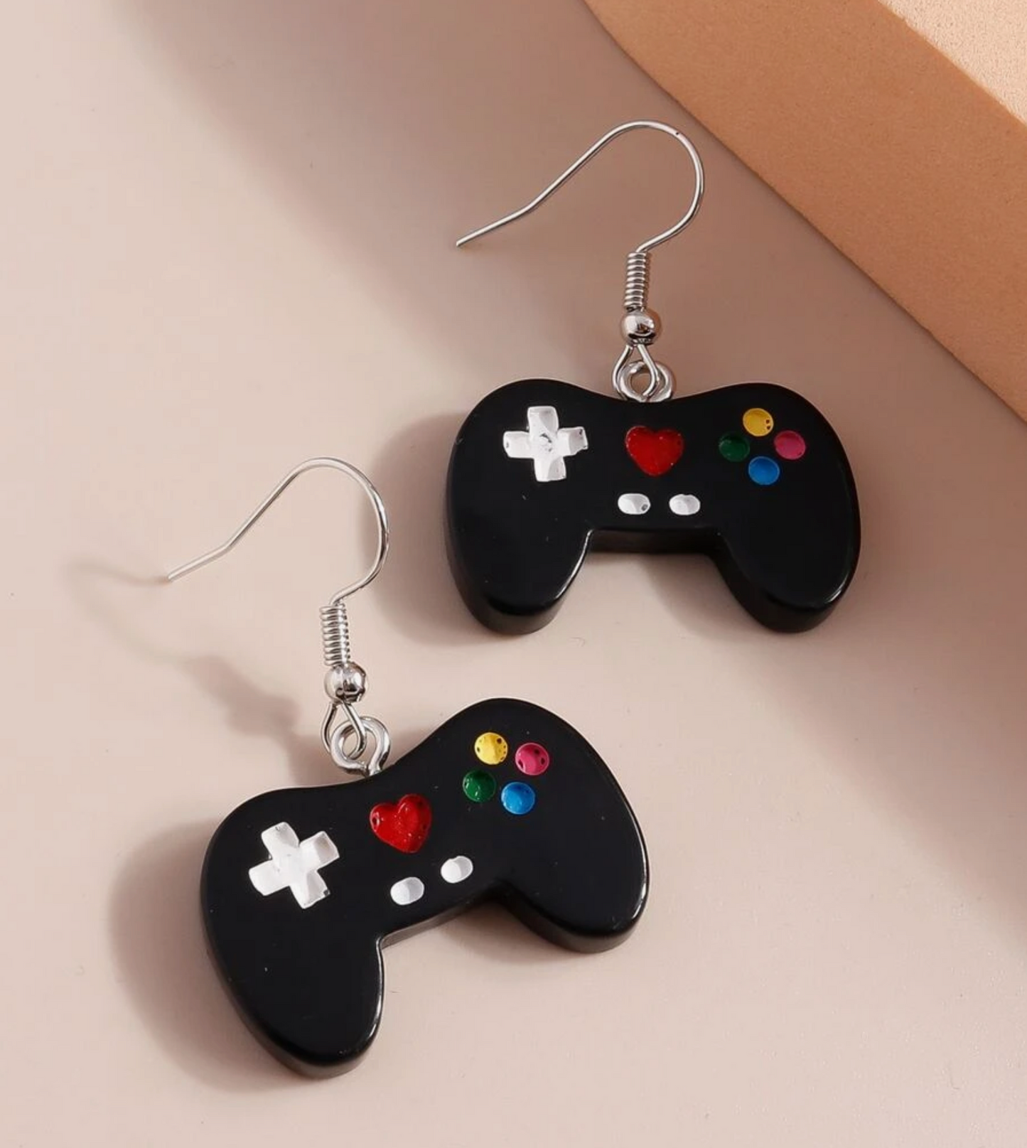 Black Game Controller Drop Earrings