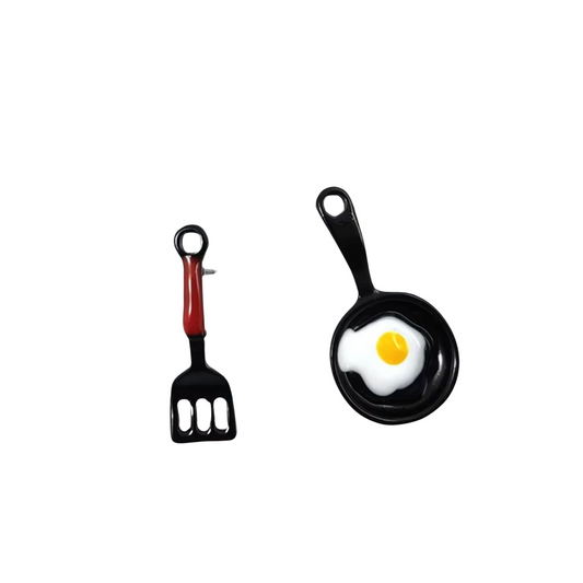 Asymmetrical Egg Skillet Stud Earrings