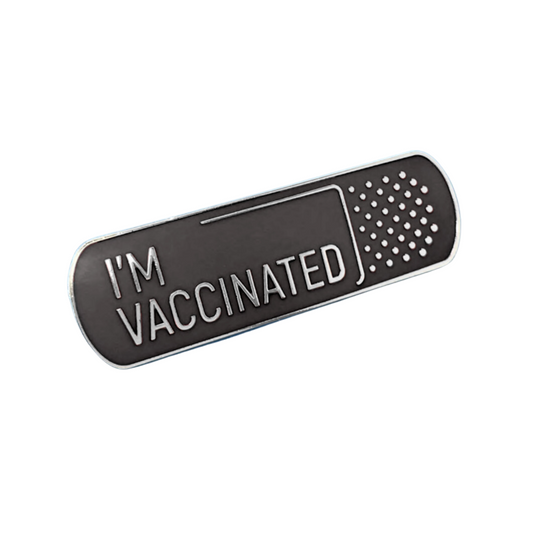 Black I'm Vaccinated Band-Aid Brooch