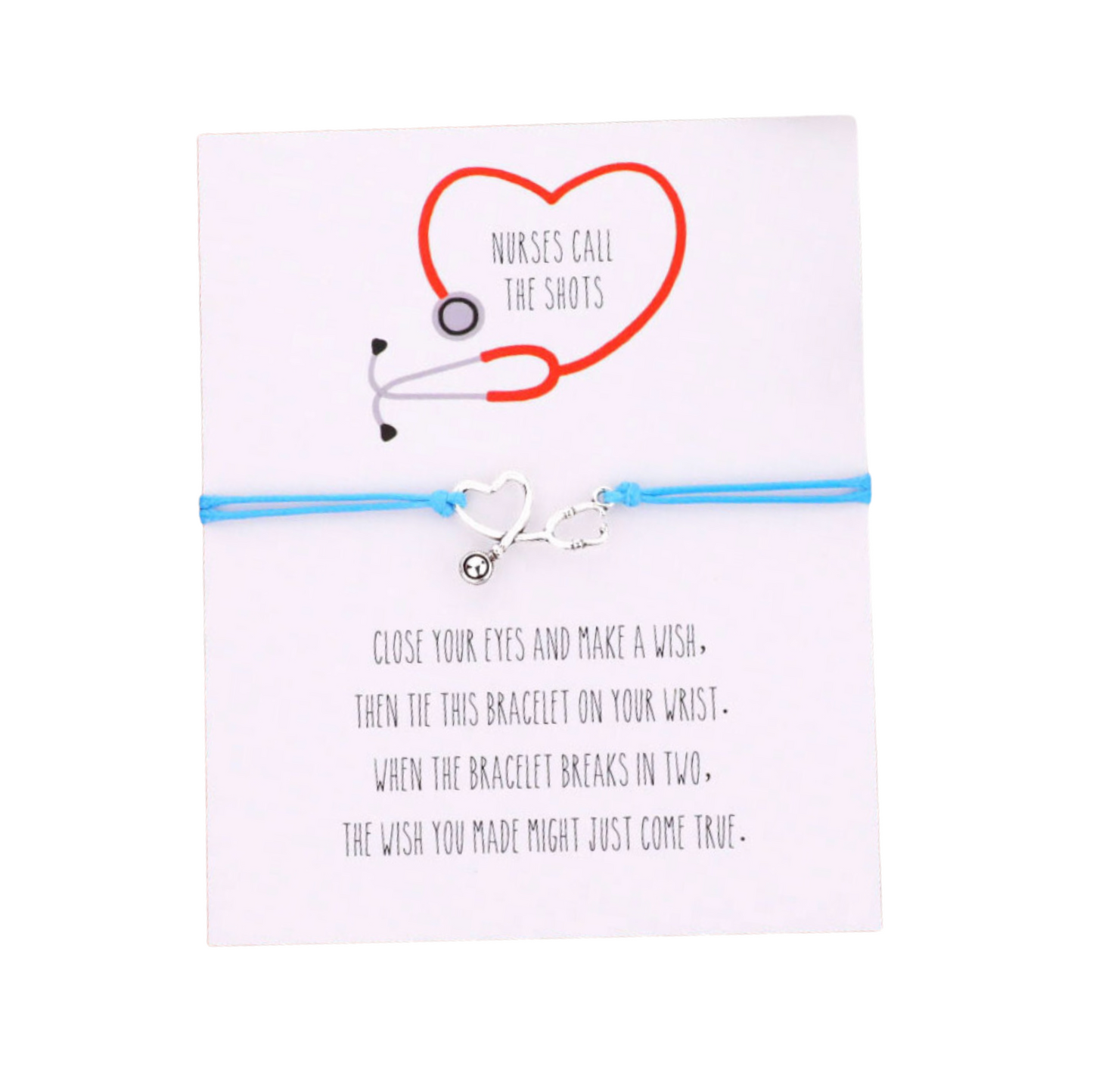 Blue Silvertone Heart Wish Bracelet