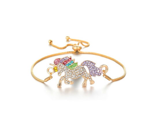 Multi Colored Crystal Unicorn Adjustable Bracelet