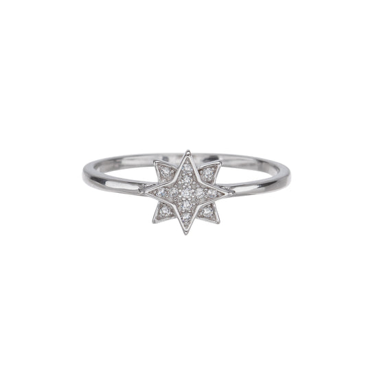 Cubic Zirconia & Sterling Silver Eight-Point Star Ring