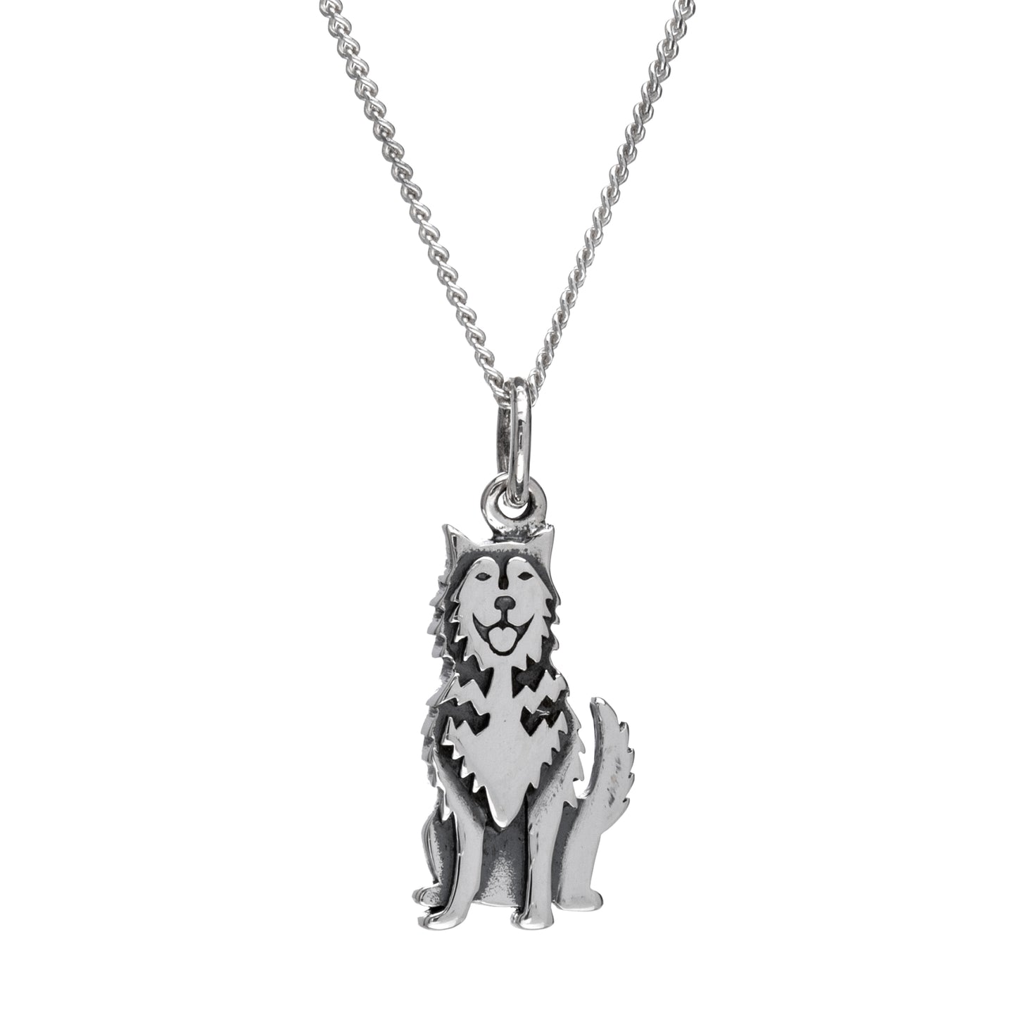 Sterling Silver Husky Dog Pendant Necklace