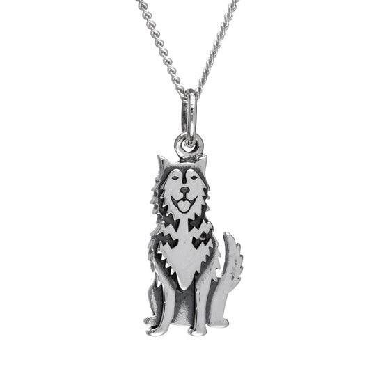 Sterling Silver Husky Dog Pendant Necklace