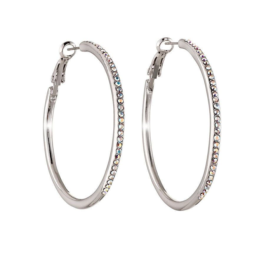 Hoop earrings with Swarovski crystals, rhodium plated, lightweight sparkling design by callura