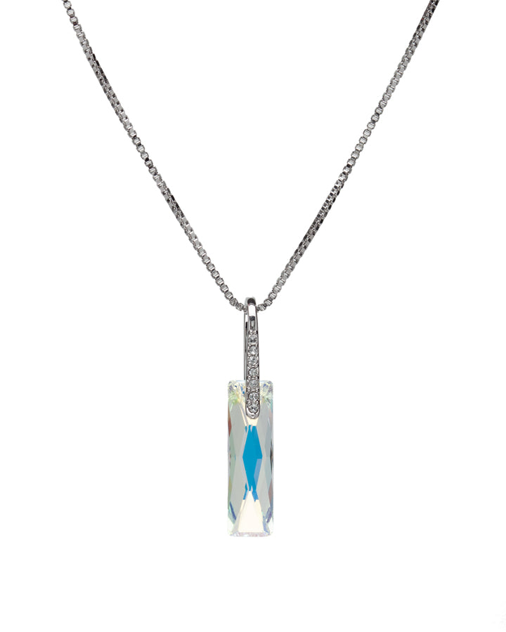 Aurora & Silvertone Pendant Necklace with Swarovski Crystals