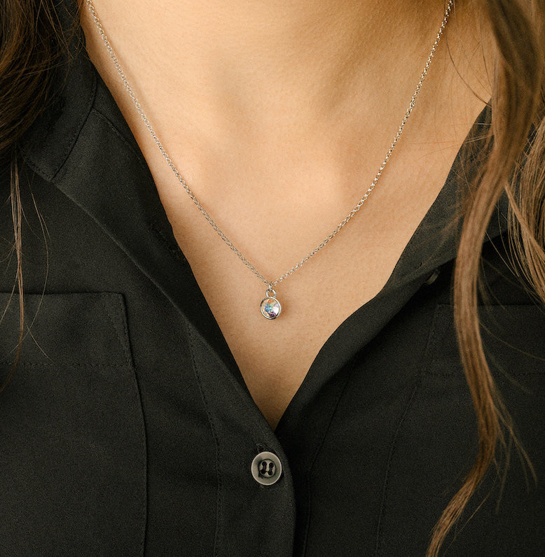 Dainty Swarovski Crystal Solitaire Pendant Necklace