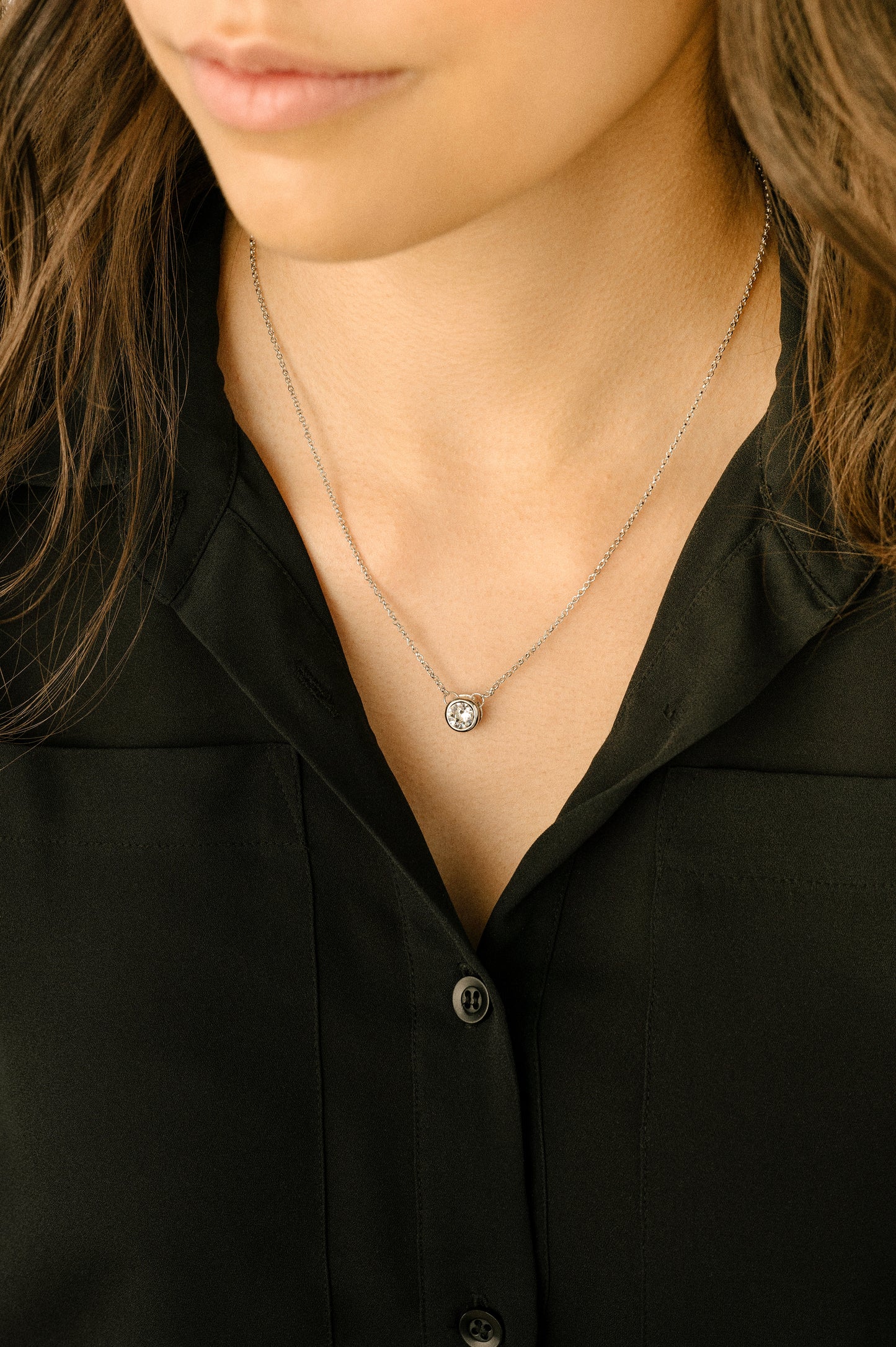 Clear Swarovski Crystal Dainty Solitaire Necklace