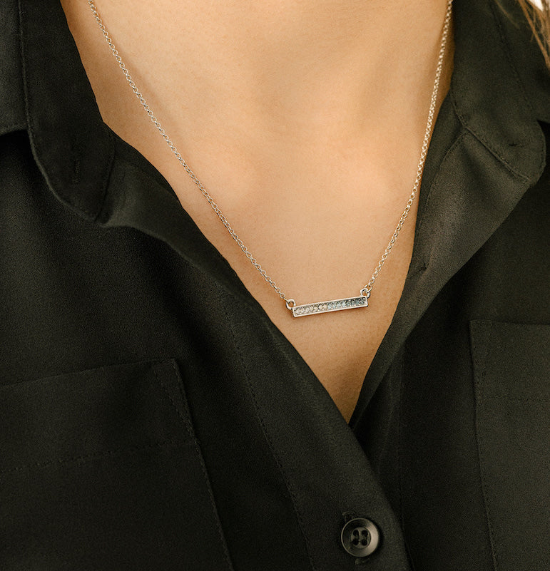 Dainty Crystal Pave Bar Necklace