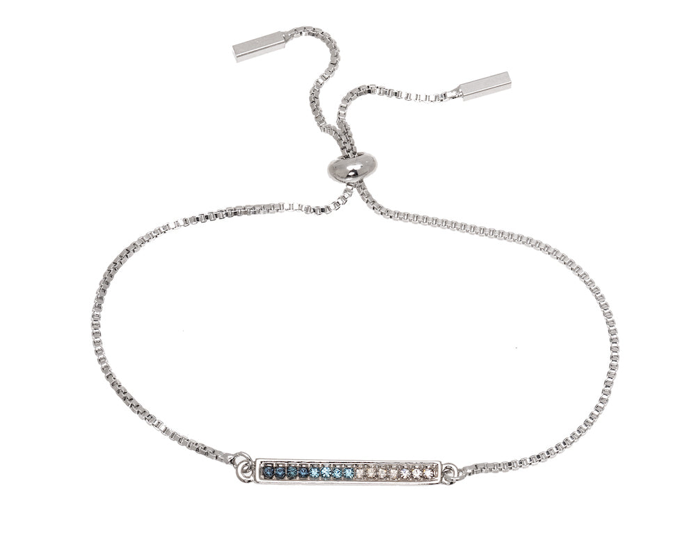 Blue Gradient Swarovski Crystal Bar Adjustable Bracelet