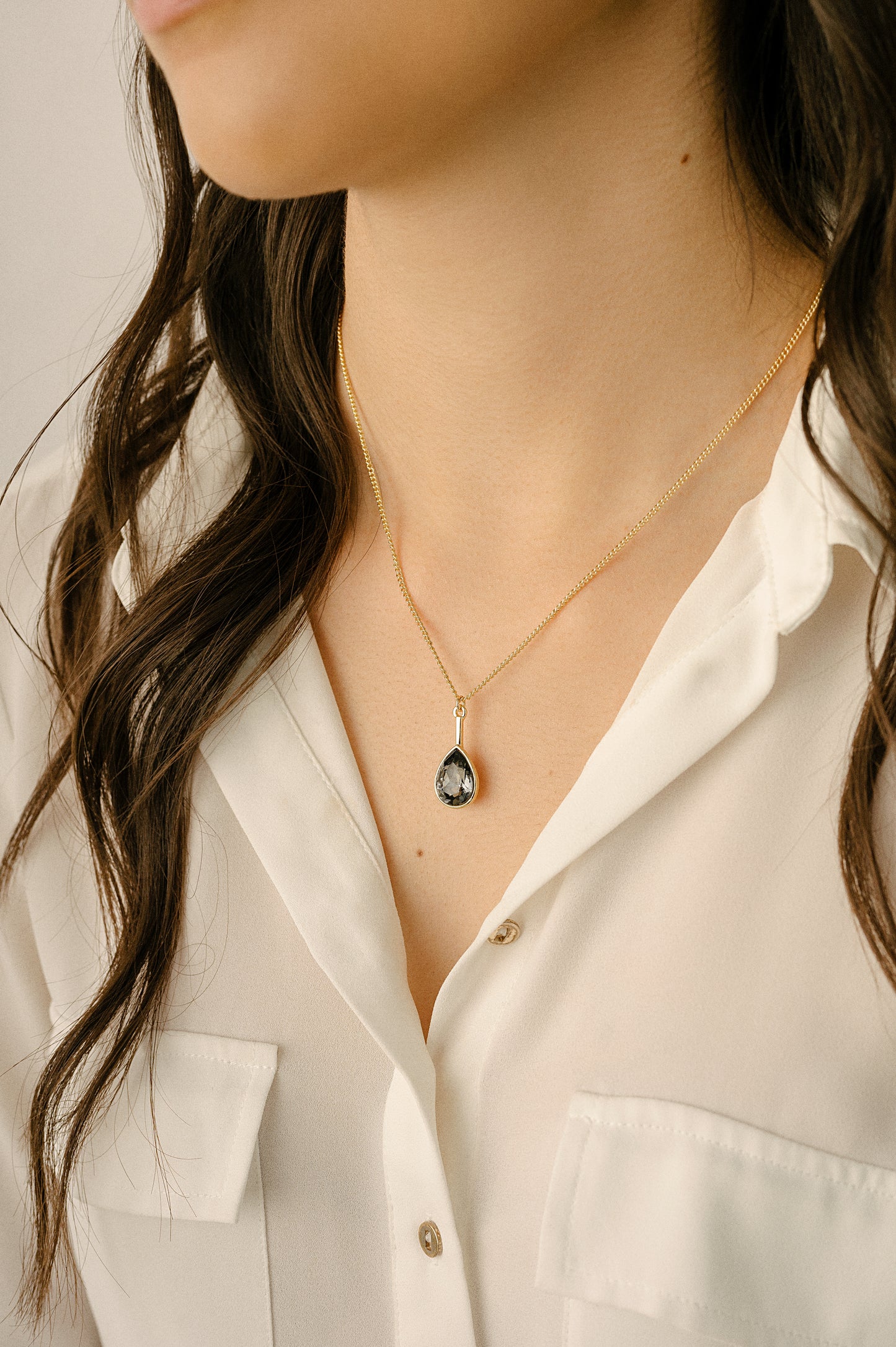 Crystal Teardrop Pendant Necklace