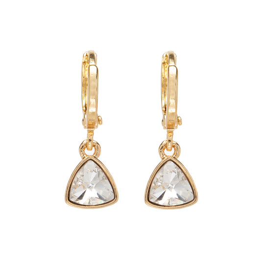 Clear Crystal Trillium Huggie Drop Earrings
