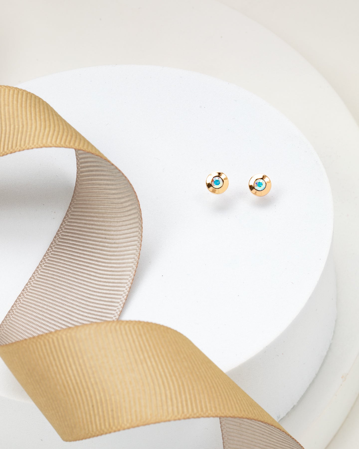 Dainty Circular Crystal Stud Earrings